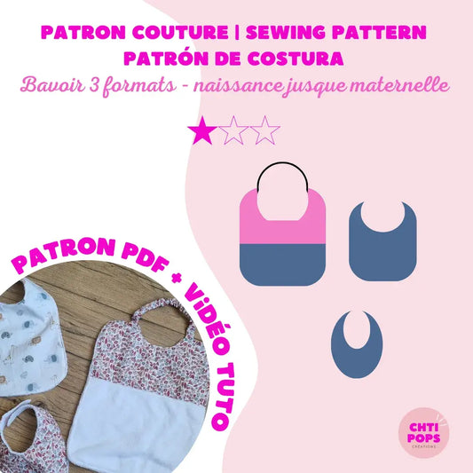 Patron de couture - Bavoirs 3 formats avec tuto vidéo