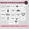 22 SVG thème "Amour" - Fichiers Découpe pour Cricut, ScanNCut, Silhouette - Idéal Stickers, Flex et Personnalisation Chtipops Créations