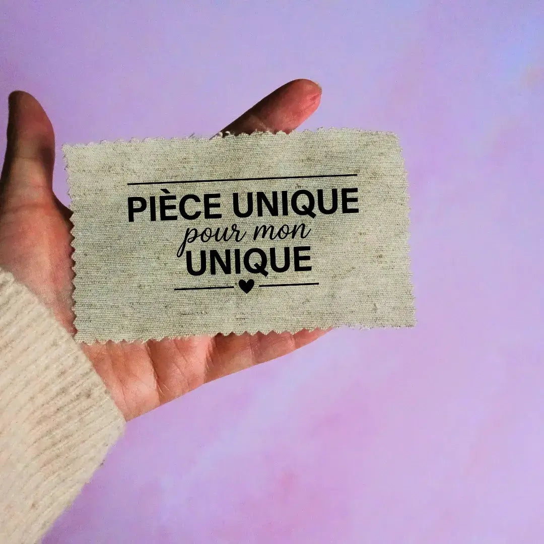 Étiquette en tissu personnalisée avec inscription floquée Pièce unique pour mon unique tenue à la main pour création artisanale
