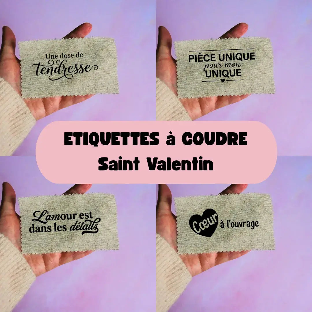 Etiquette à coudre personnalisée avec inscription floquée - Thématique Amour Saint-Valentin Chtipops Créations