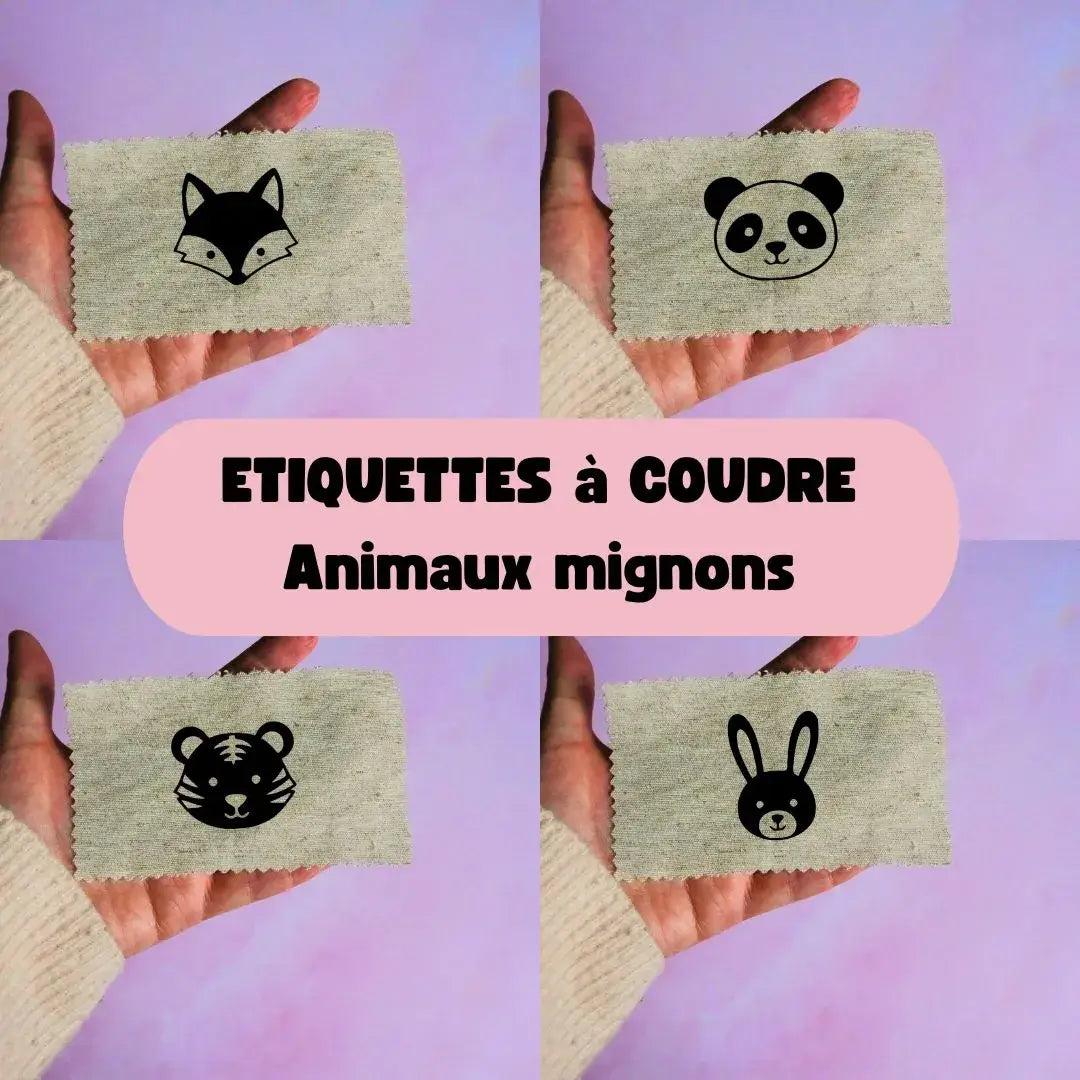 Etiquette à coudre personnalisée avec inscription floquée - Thématique Animaux mignons Chtipops Créations