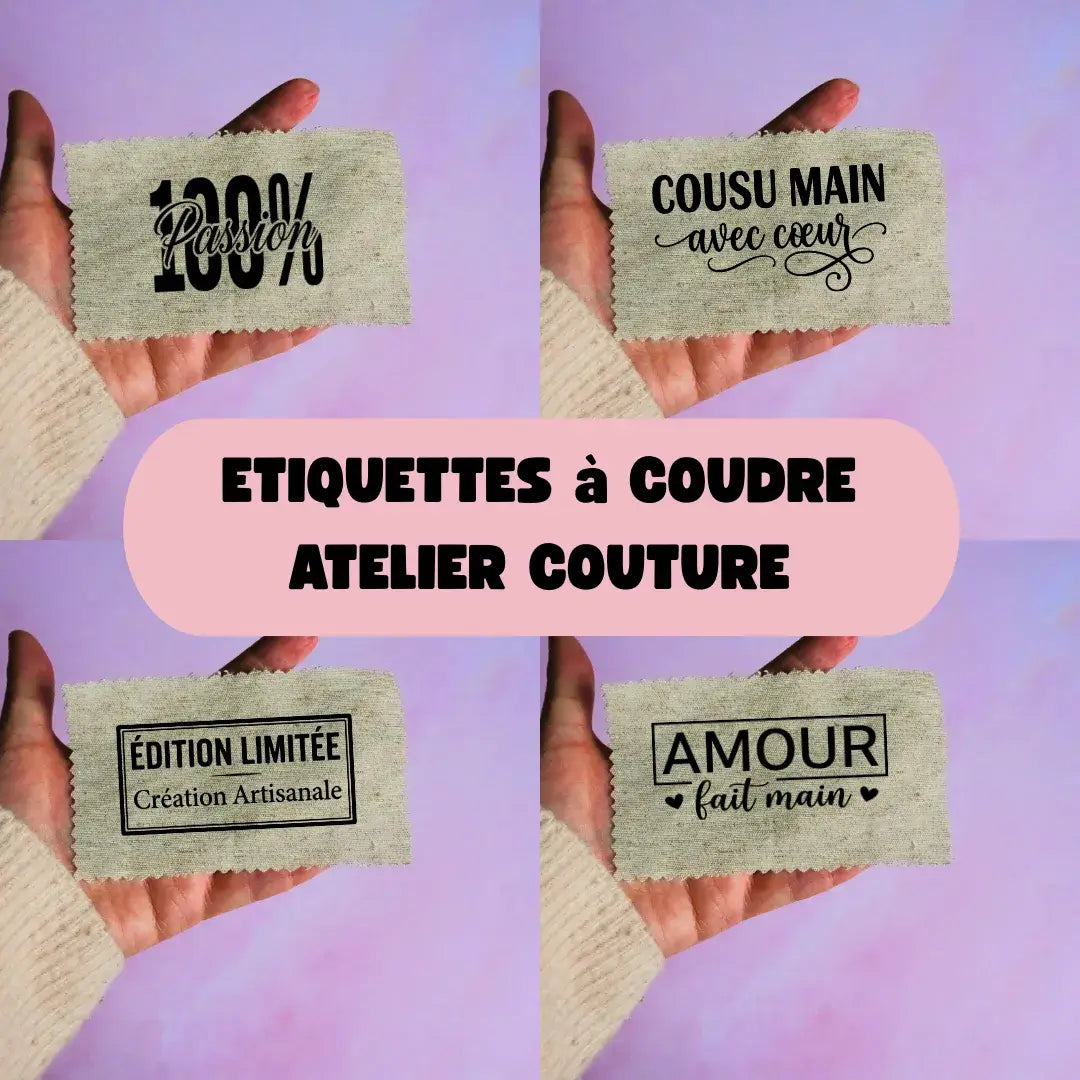 Etiquette à coudre personnalisée avec inscription floquée - Thématique Atelier couture