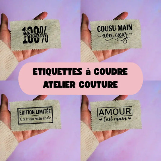 Etiquette à coudre personnalisée avec inscription floquée - Thématique Atelier couture