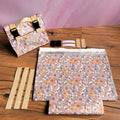 Kit prêt-à-coudre pour un sac repas isotherme en coton enduit à motifs fleuris pastel avec sangles beige, boucles et scratch inclus, idéal pour réaliser soi-même un lunch bag pratique, réutilisable et élégant pour le bureau, l’école ou les pique-niques, alliant DIY couture et solution zéro déchet.