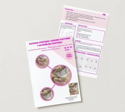 Patron de couture - Sac banane demi-lune adulte et junior avec tuto vidéo Chtipops Créations