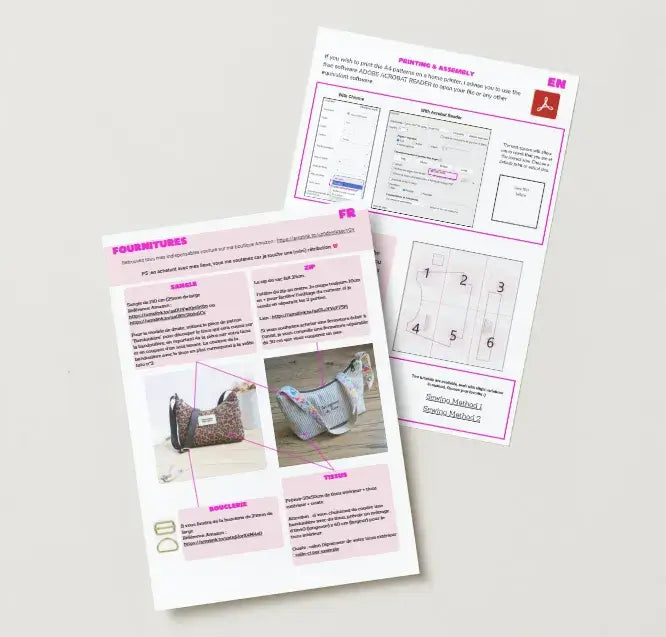 Patron de couture - Sac bandoulière avec tuto vidéo