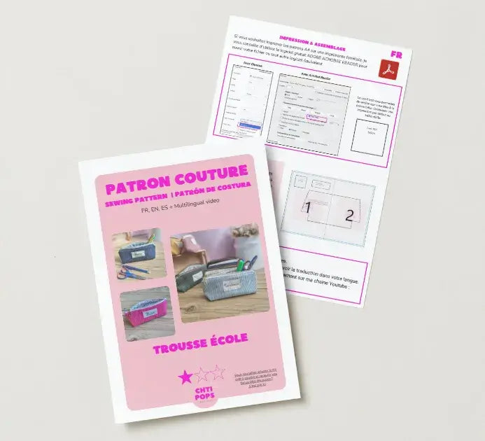 Patron de couture - Trousse d'école avec tuto vidéo