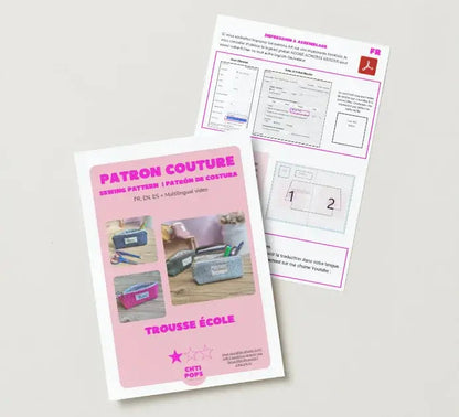 Patron de couture - Trousse d'école avec tuto vidéo Chtipops Créations