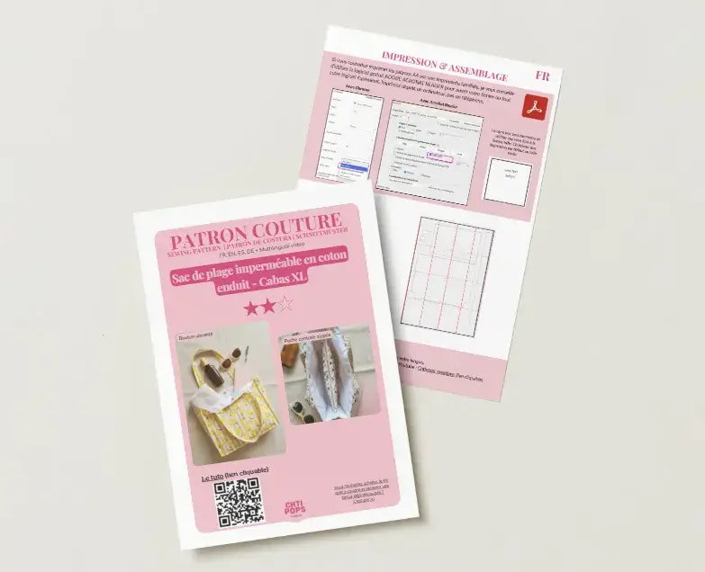 Patron de couture - Grand sac de plage - Cabas XL avec poche zippée