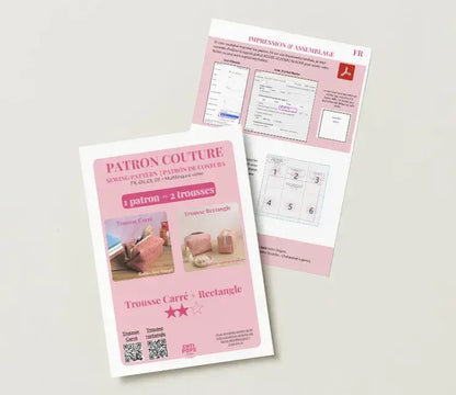 Patron de couture 2 en 1 - Trousse carrée ou trousse rectangle