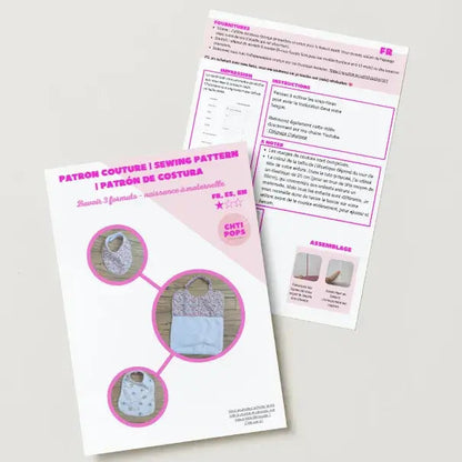 Patron de couture - Bavoirs 3 formats avec tuto vidéo Chtipops Créations