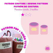 Patron de couture - Panier de rangement rond 2 tailles avec tuto vidéo Chtipops Créations