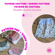 Patron de couture - Pochette à scratch et pochon avec tuto vidéo Chtipops Créations