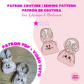 Patron de couture - Sac pochon avec anse "Lapinou" et "Chatoune" Chtipops Créations