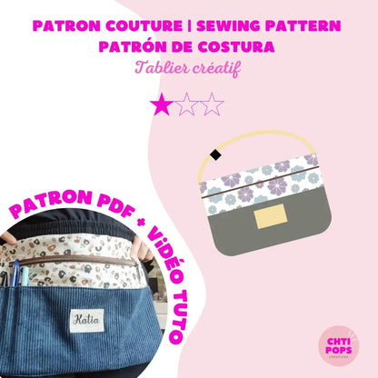 Patron de couture - Tablier créatif avec tuto vidéo Chtipops Créations