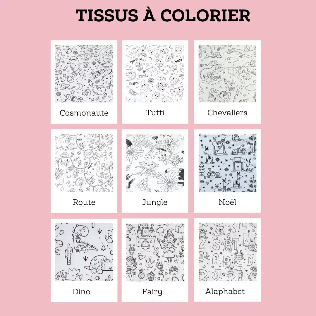 Cahier de coloriage lavable et réutilisable en tissu et velours pour enfant Chtipops Créations
