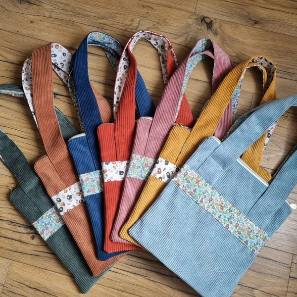 ELAKIRl Tote Bag Velours Côtelé Femme – Grand Cabas Bandoulière Fermeture Éclair, Idéal Travail & Voyages