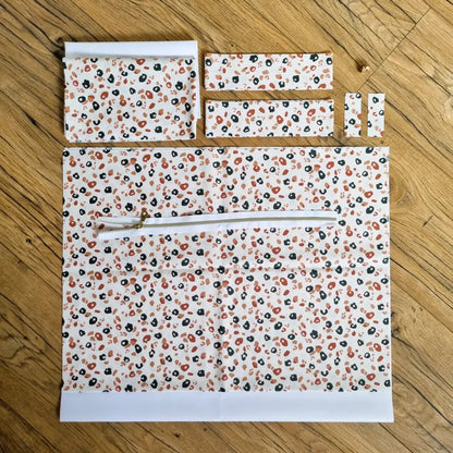 kit couture cabas coton enduit imprimé léopard avec pièces de tissu découpées
