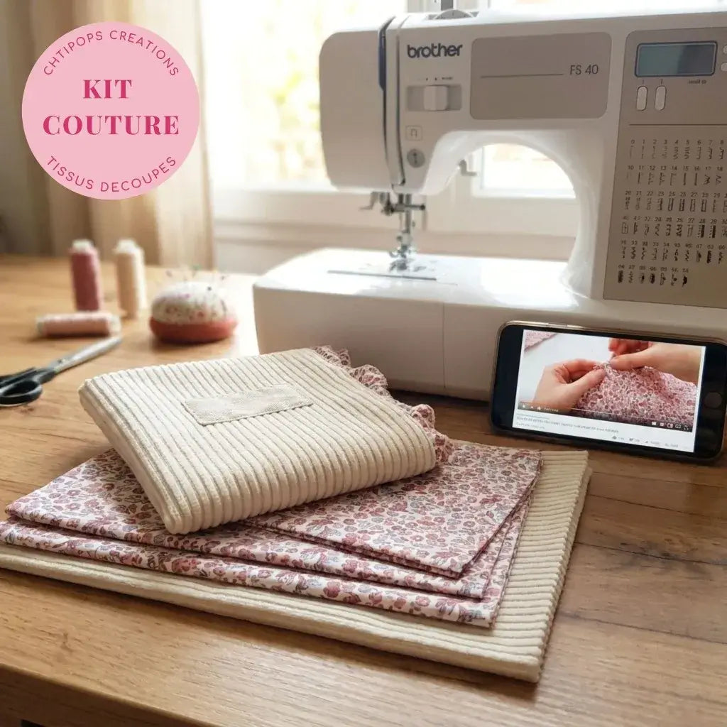 Kit couture : Pochette à livre et liseuse en velours côtelé