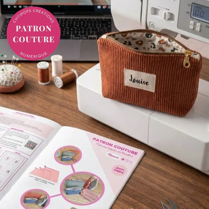 Patron de couture - Trousse zippée doublée 3 tailles avec tuto vidéo