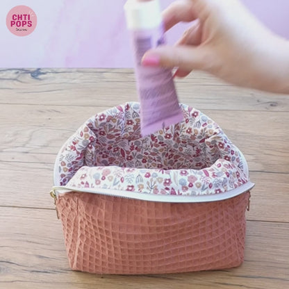 Trousse à maquillage personnalisée en coton nid d'abeille