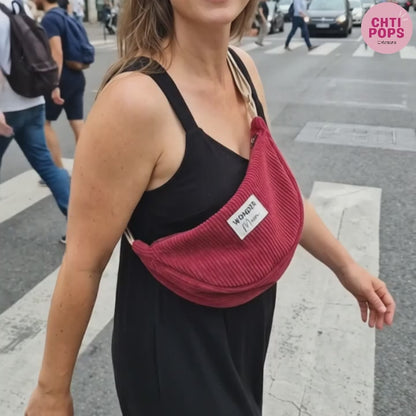 Sac banane en velours côtelé personnalisé - Forme demi-lune