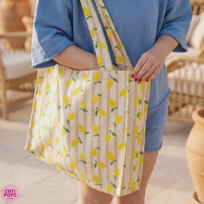 Grand sac de plage imperméable en coton enduit - Cabas XL avec poche zippée