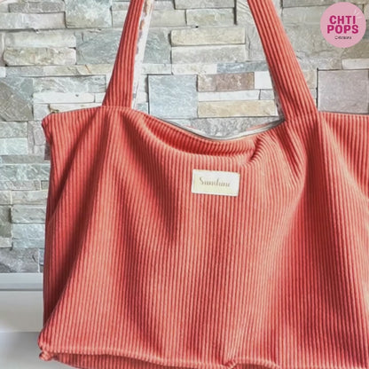 Sac cabas en velours côtelé personnalisé — format classique ou XL