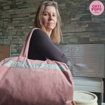 Sac polochon personnalisé en velours côtelé - Sac week-end et sport