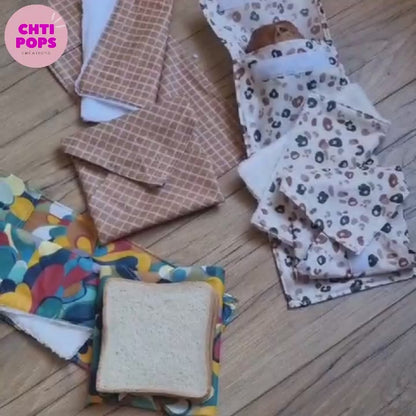 Bolsa para sándwiches lavable de algodón laminado - Para baguette y pan de molde